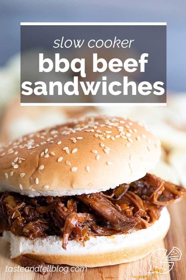 Slow Cooker BBQ Beef Sandwich with text overlay
