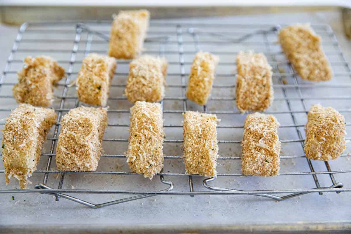 fish on a cooling rack on a baking sheet