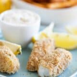 showing texture of inside of fish stick