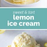 Lemon ice cream with text in the middle