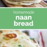 homemade naan bread with text in the middle