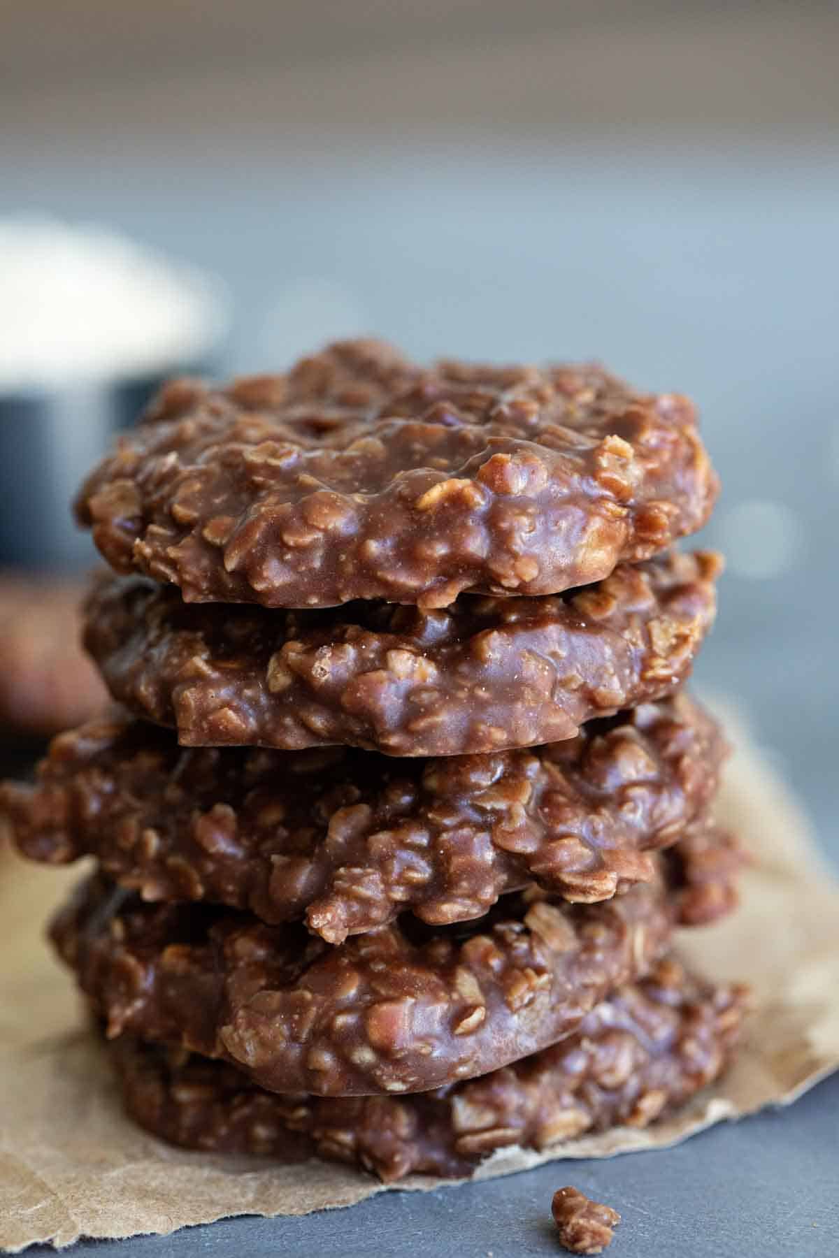 stack of no bake cookies