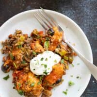 overhead view of taco casserole