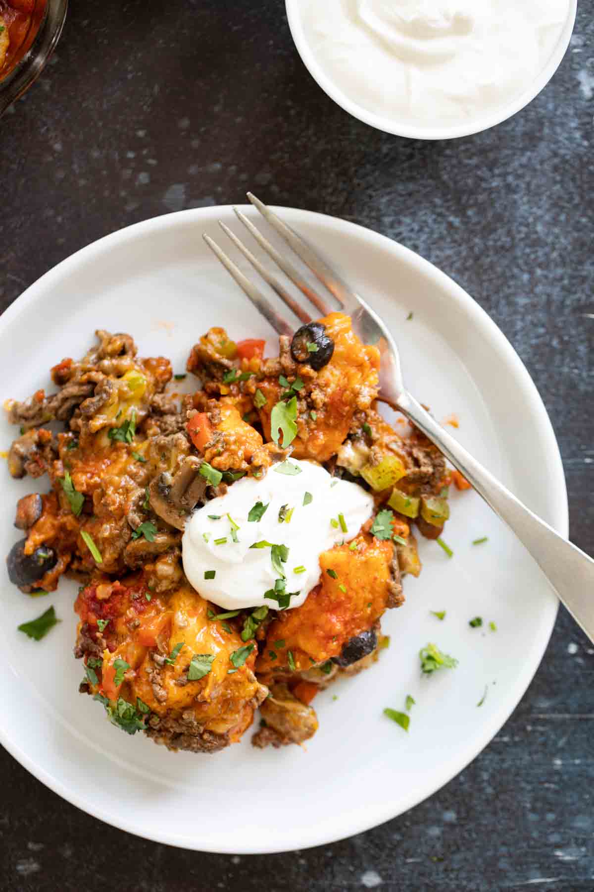 overhead view of taco casserole