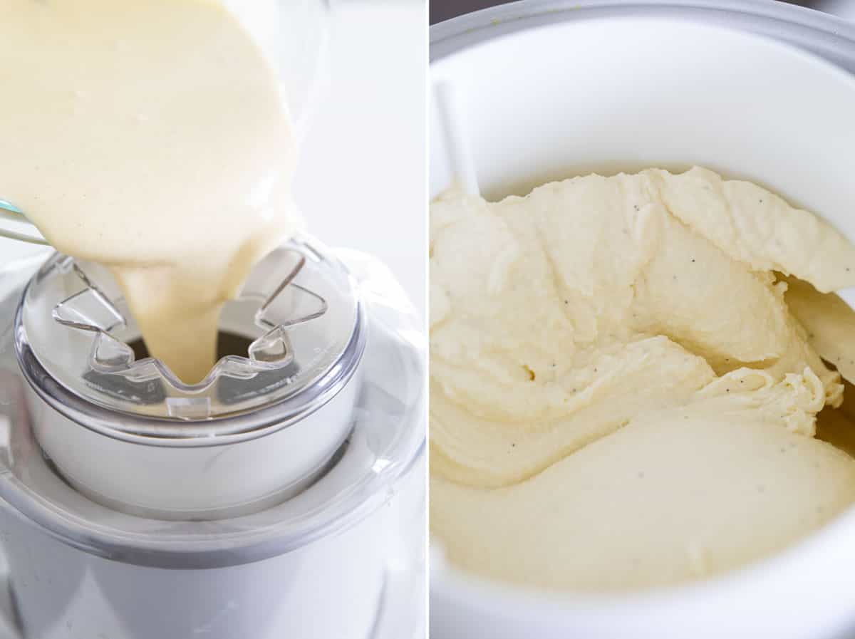 freezing custard in an ice cream machine