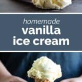 Vanilla Ice Cream with text in the middle