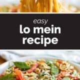 easy lo mein with text in the center