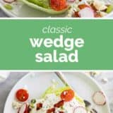 classic wedge salad with text in the middle