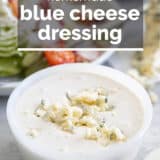 blue cheese dressing with text overlay