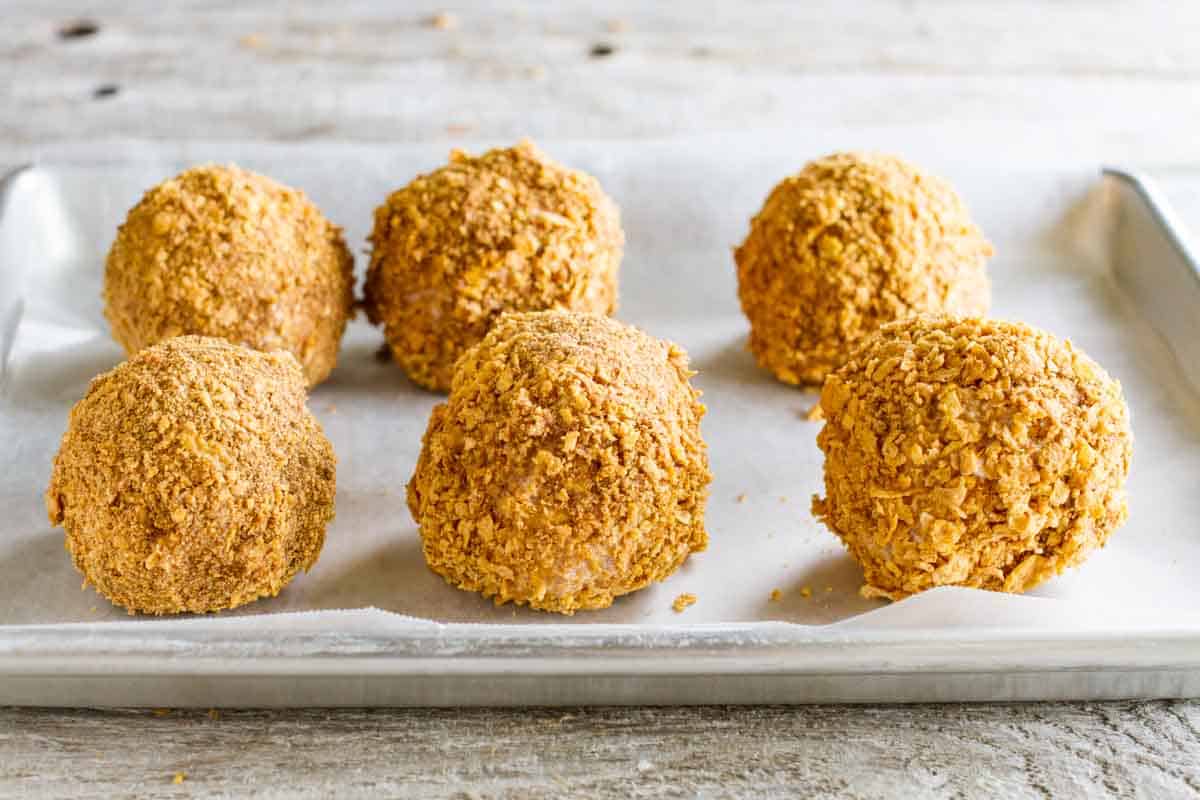 balls of cornflake coated ice cream