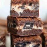 3 Oreo brownies stacked on top of each other