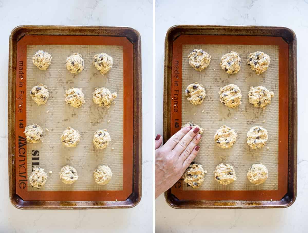 shaping dough for banana oatmeal cookies