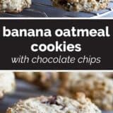 Banana Oatmeal Cookies with text in the center