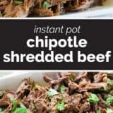 Chipotle Shredded Beef with text in the middle