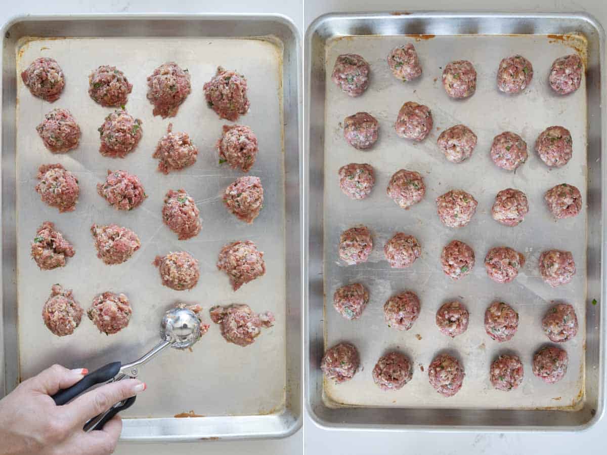 scooping and rolling meatballs
