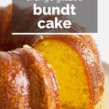 orange glazed bundt cake with text overlay