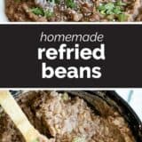 Homemade Refried Beans with text in the middle