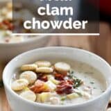 clam chowder with text overlay