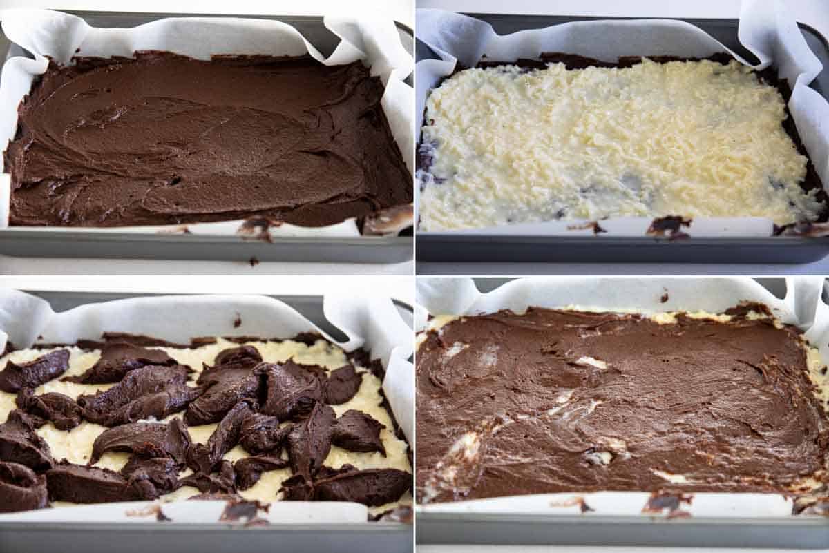 steps to assemble coconut brownies