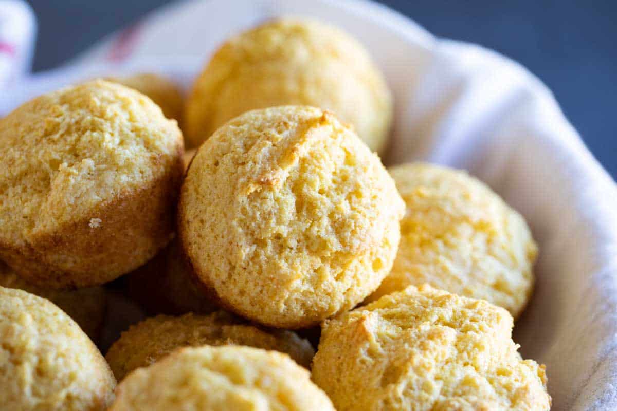 basket full of corn muffins