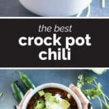 Crock Pot Chili with text in the center