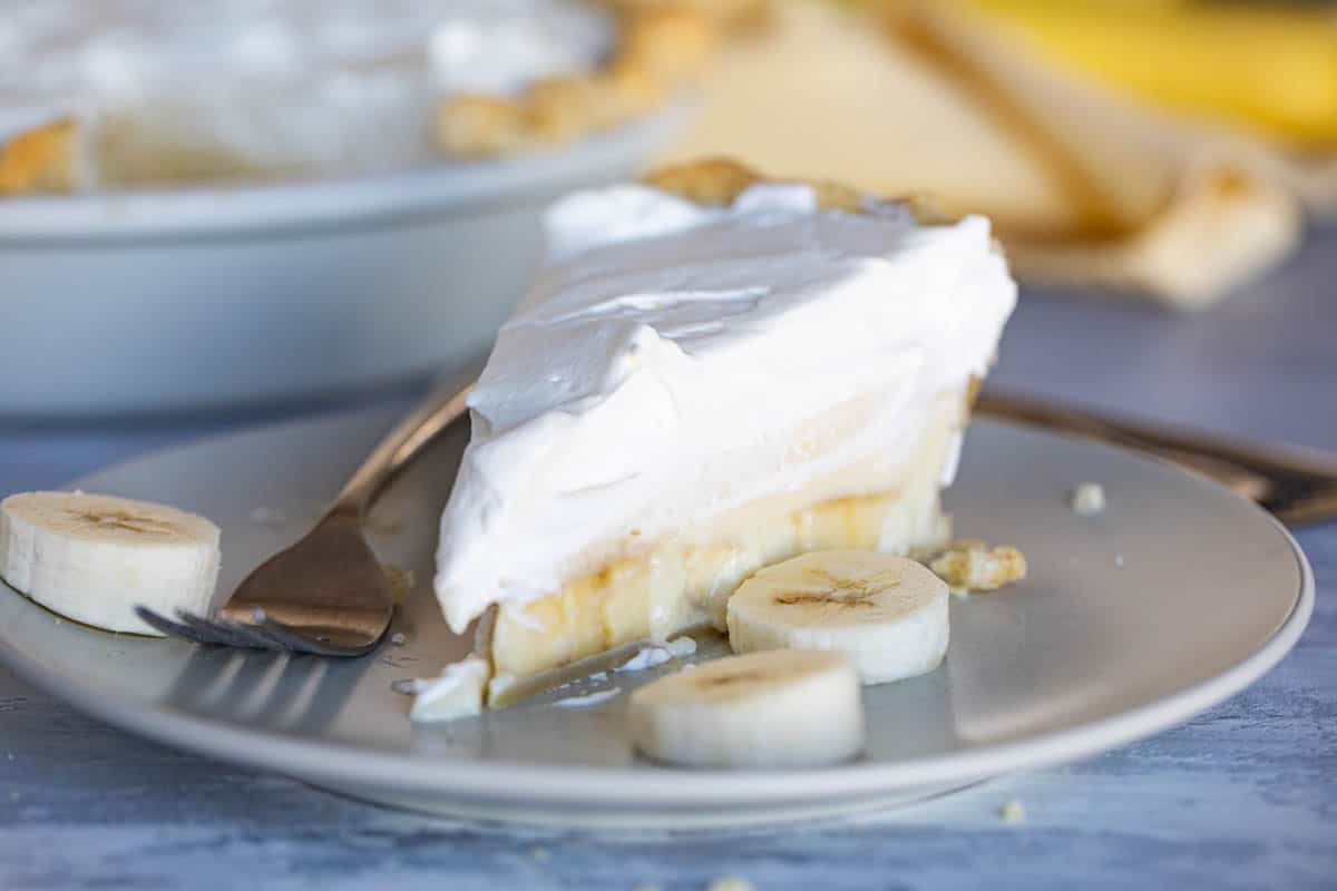 slice of banana cream pie on a plate