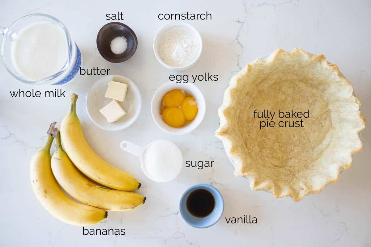 ingredients to make a banana cream pie