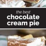 Chocolate Cream Pie with text bar in the middle