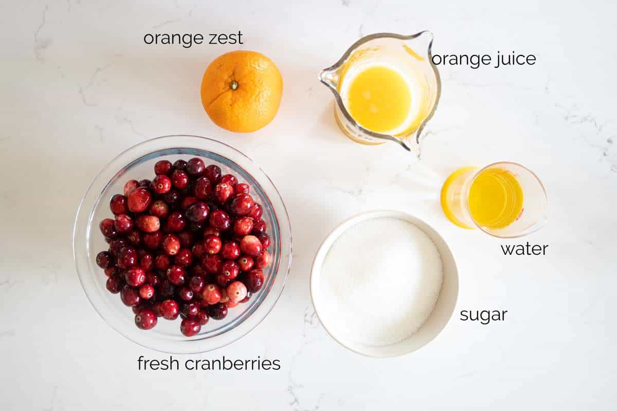 ingredients needed for homemade cranberry sauce
