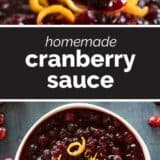 Cranberry Sauce with text bar in the middle