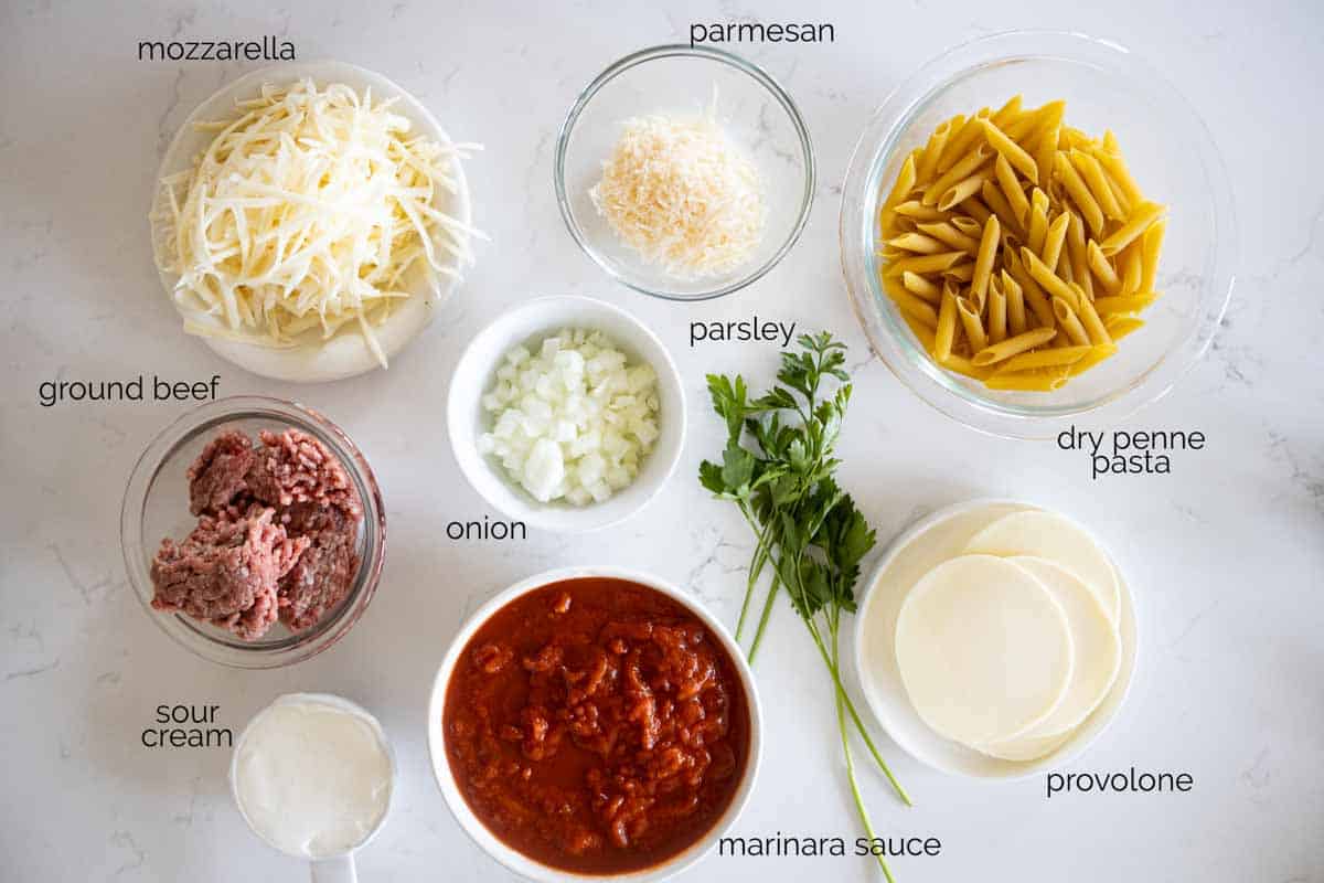 ingredients needed to make penne pasta bake