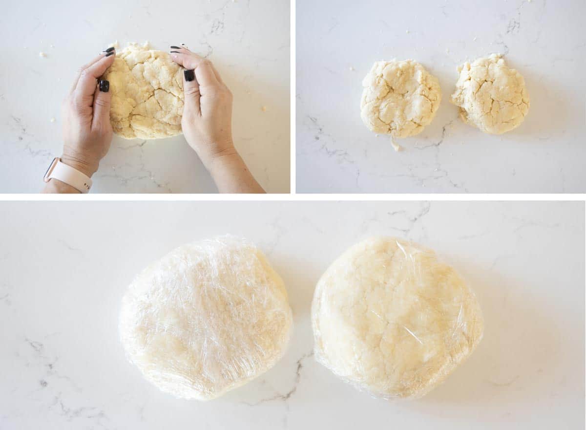 steps to form pie dough into discs