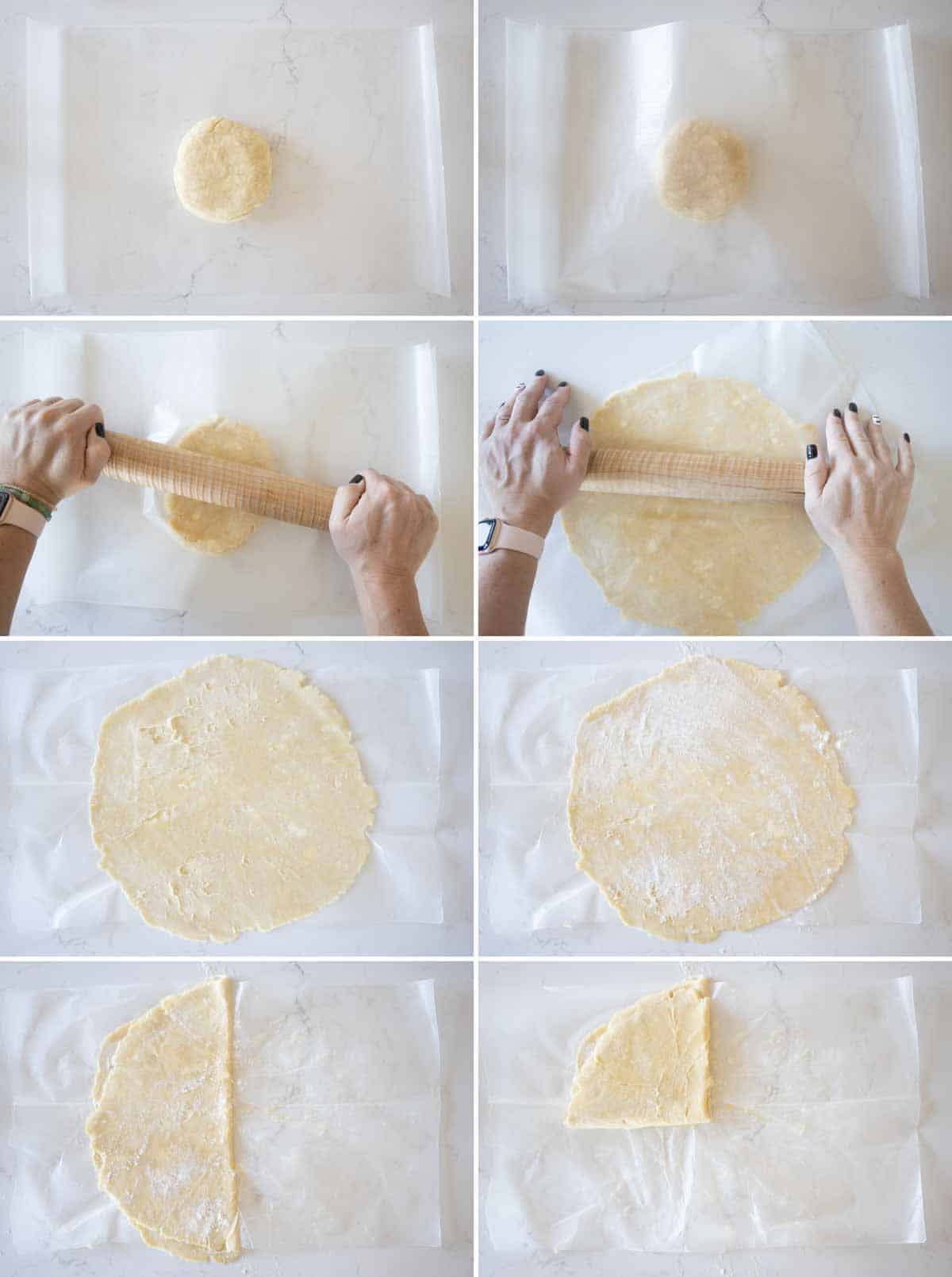 steps to roll out pie crust with wax paper