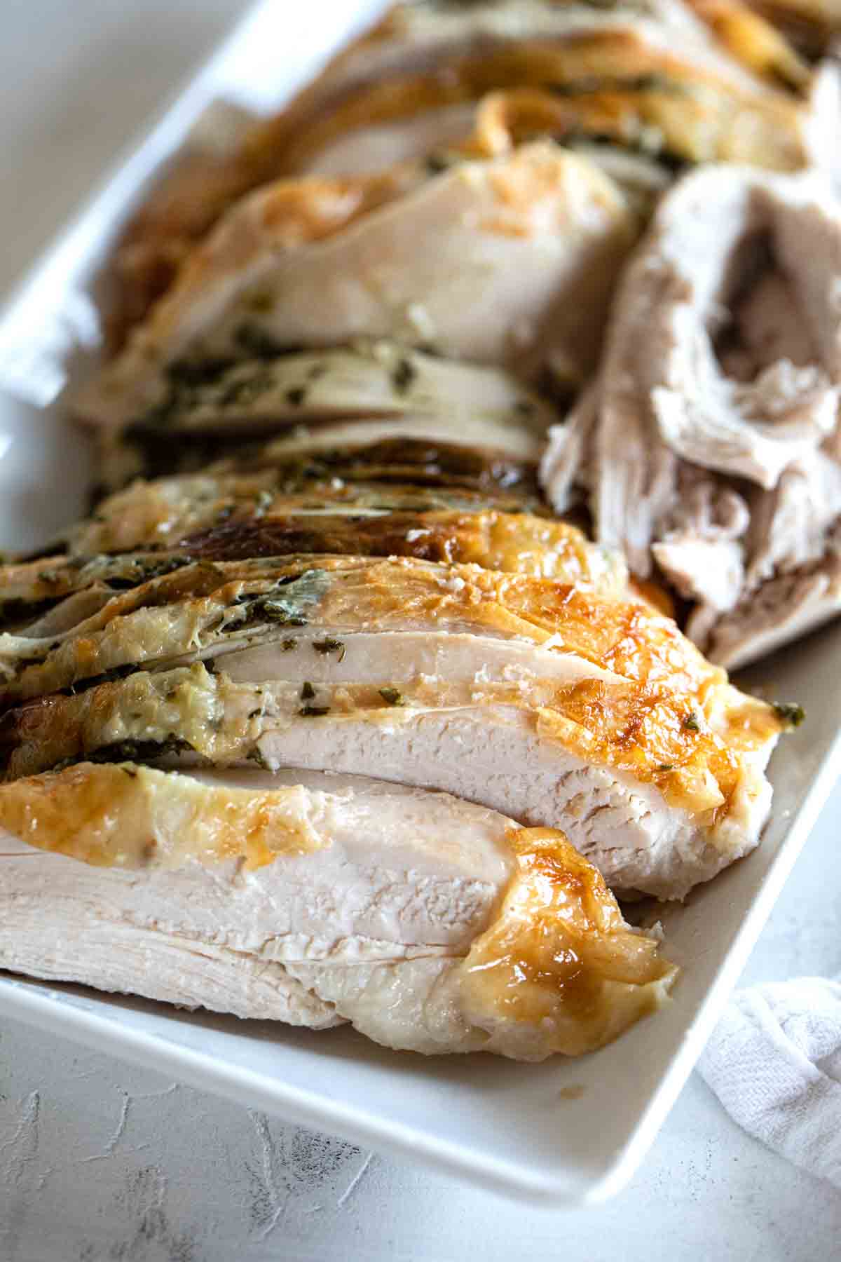 sliced turkey breast on a plate