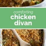 Chicken Divan with text bar in the middle