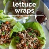 chicken lettuce wraps with text overlay