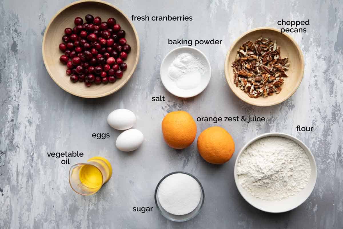 ingredients for cranberry orange bread