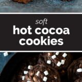 Hot Cocoa cookies collage with text bar in the middle