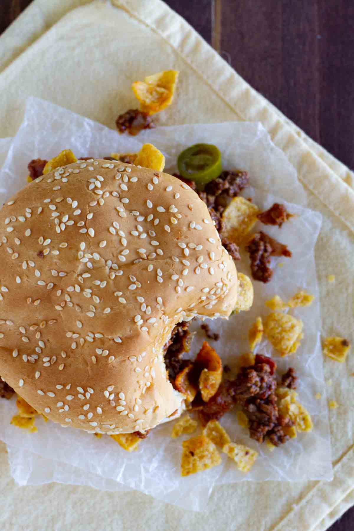 overhead view of smoky tex-mex sloppy joe