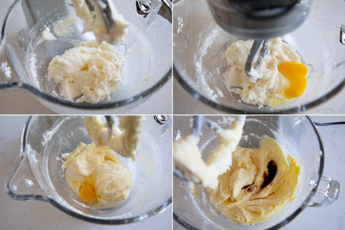 creaming butter, sugar and eggs for snickerdoodles