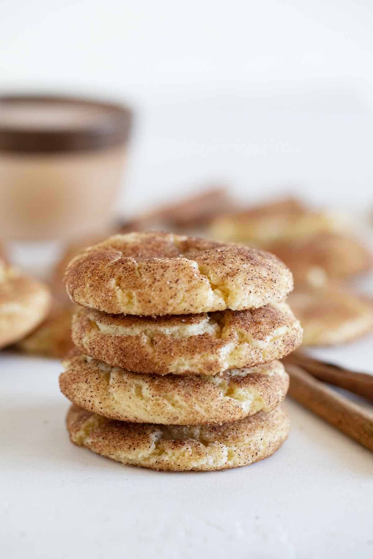 snickerdoodle cookies stacked