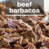 Instant Pot Beef Barbacoa with text overlay