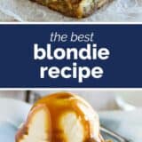 Blondie Recipe with text bar in the center