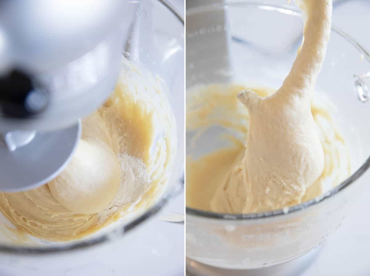 mixing bread dough for brioche