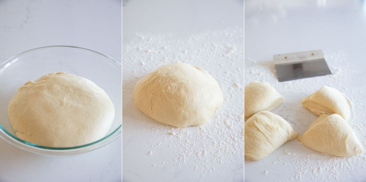 rising and cutting bread dough
