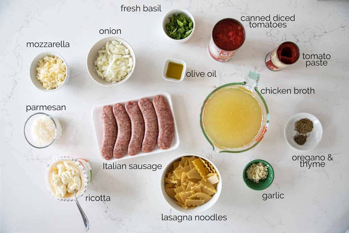 ingredients needed to make Lasagna Soup