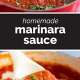 Marinara Sauce with text bar in the center.