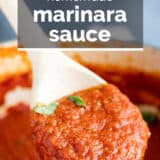Marinara Sauce with text overlay.