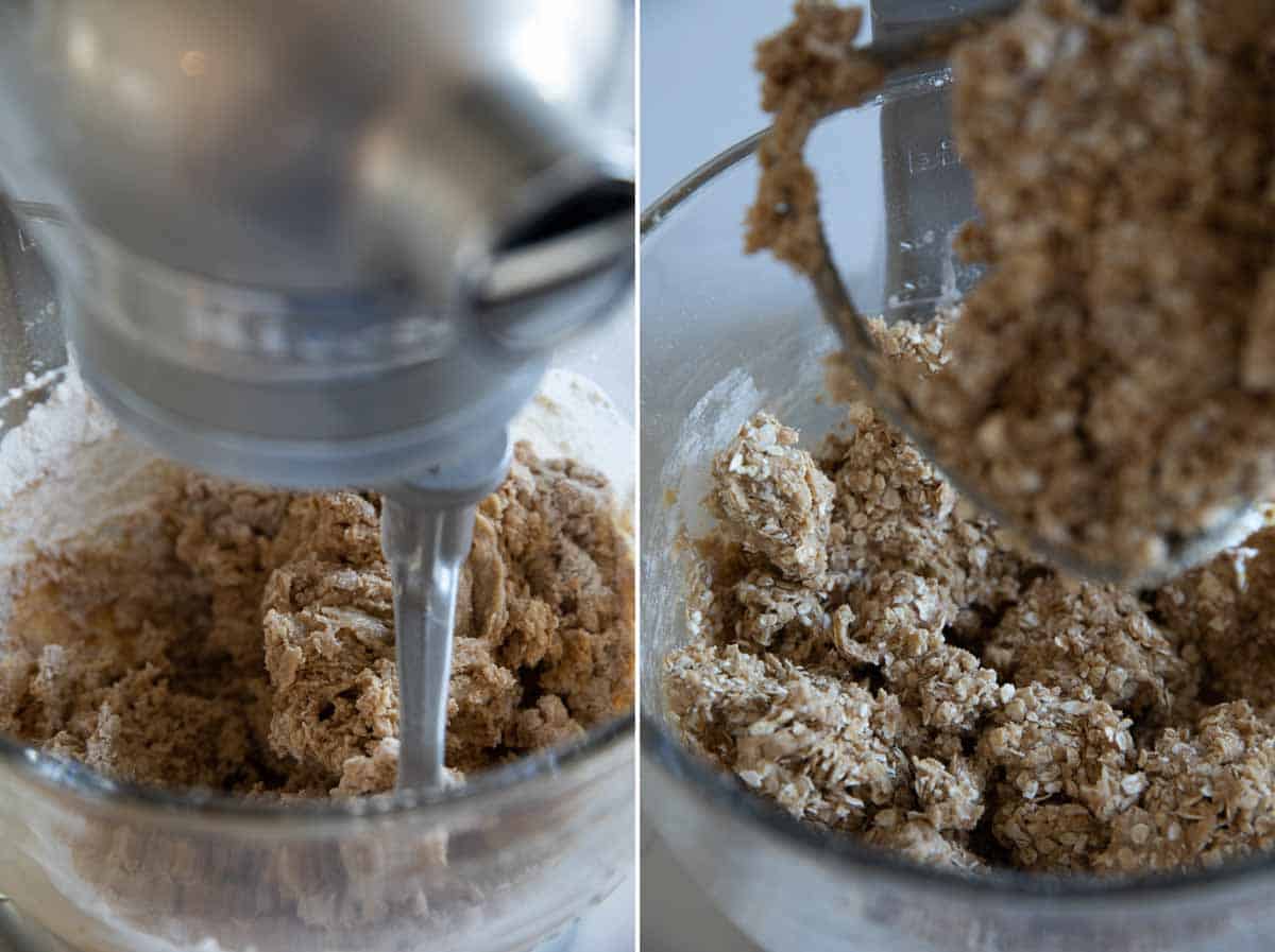 mixing in oatmeal for oatmeal cookies