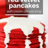 Red Velvet Pancakes with text overlay